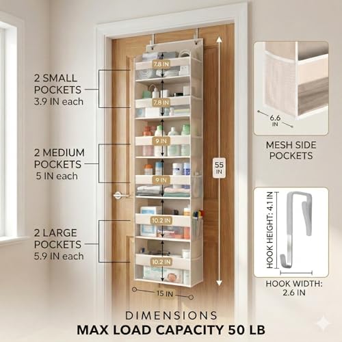 HOMELUX THEORY Over the Door Organizer, 6-Tier - Image 3