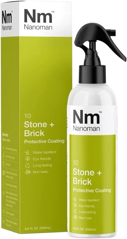 Nanoman Stone and Brick Sealer 8.4 fl oz; Marble Granite Quartz Stone Brick Concrete Grout Sealer and Protectant; Cleaner Sealant Protector & Care Spray for Kitchen and Bathroom Benches and Surfaces
