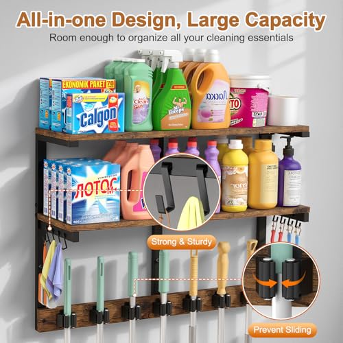 Housolution Wall Mount Broom Holder Hanger Laundry Room - Image 3