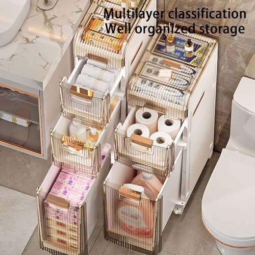 Bathroom Storage Cabinet,Vertical Storage Unit Waterproof Towel - Image 6