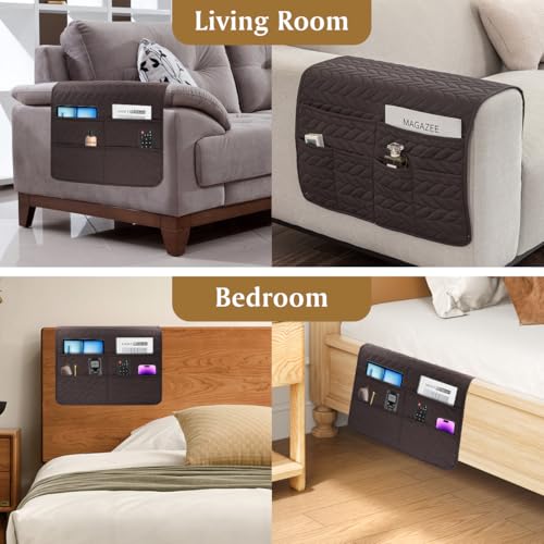 Sofa Armrest Organizer Arm Chair Caddy for Recliner, Chocolate - Image 8