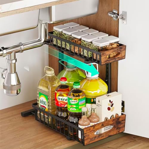 Adjustable Under Sink Organizer, 2-Tier Pull Out Cab | All Products - Image 2