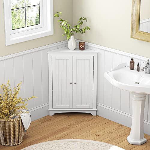 Spirich Corner Bathroom Cabinet with Doors and Adjustable Shelf - Image 4