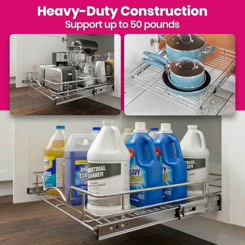 HOLDN’ STORAGE Heavy-Duty Pull Out Cabinet Organizer, 14”W x 21”D - Image 5