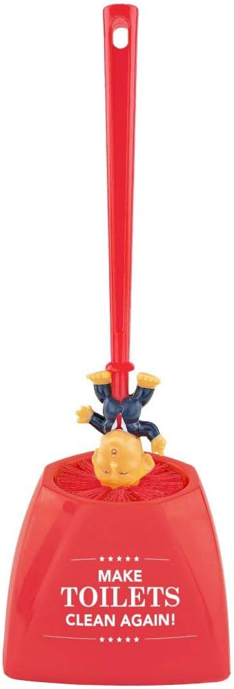 Fairly Odd Novelties Donald Trump Toilet Bowl Brush Make Toilets Clean Again Holder - Perfect Elephant Novelty Gag Political Gift, Red