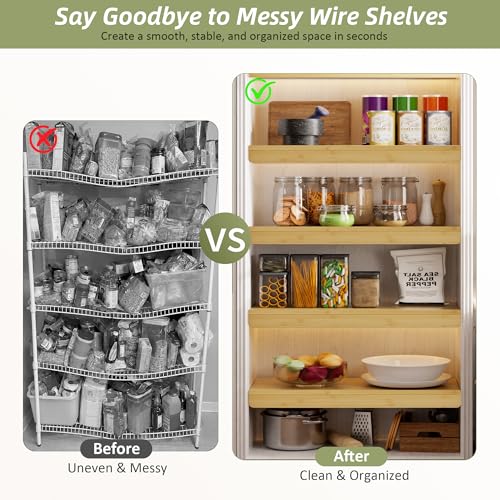 Bamboo Wire Shelf Covers, 30" W x 16" D, 4-Pack, Natural - Image 6