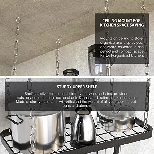 Hanging Pots and Pans Organizer Rack for Ceiling Wall Mount Grid - Image 5