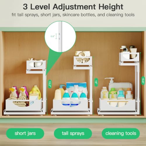 Under Sink Organizer, 2-Pack 2-Tier Pull Out Cabinet Organizers - Image 6