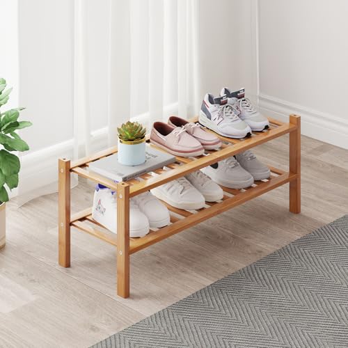 Bamboo Shoe Rack Organizer for Closet and Entryway - Space-Saving - Image 2