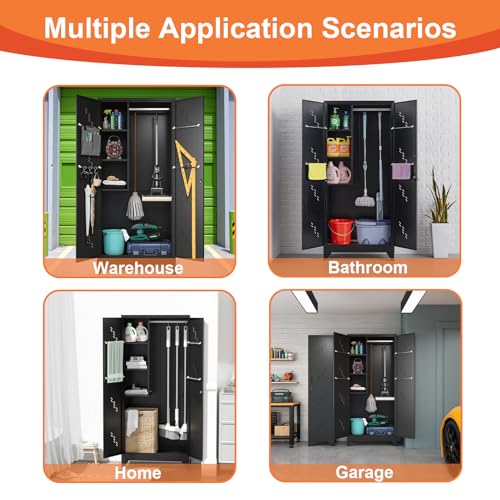 75" Metal Garage Storage Cabinet, Cleaning Tool Storage Cabinet - Image 6