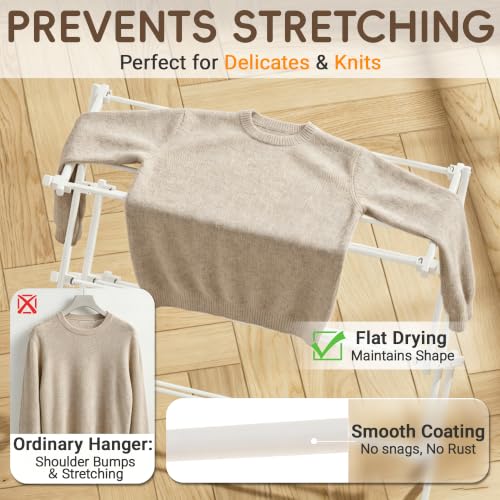 Foldable Clothes Drying Rack, Reinforced Joints, White - Image 7