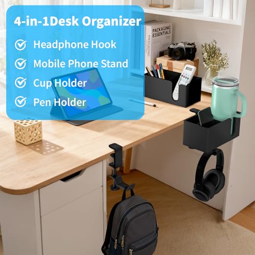 Anti-Spill Large Desk Cup Holder Clamp, Pencil Holder & - Image 4