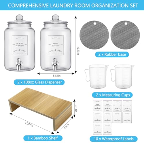 2-Pack Glass Laundry Detergent Dispenser with Stand, 106oz - Image 4