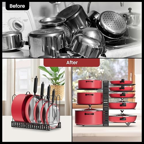 Podxco Pot and Pan Organizer for Under Cabinet, 8 Tiers - Image 6