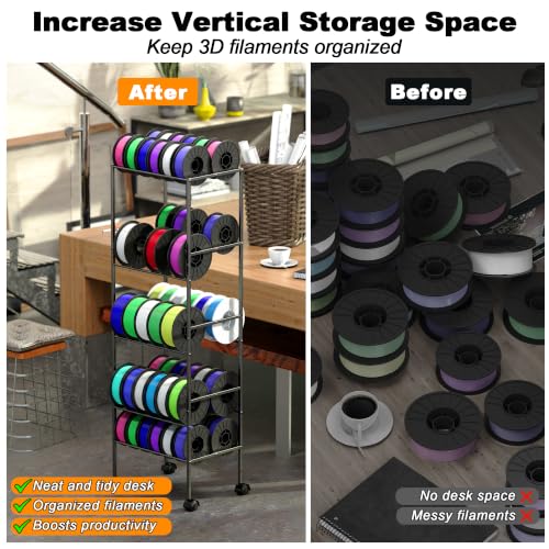 3D Printer Filament Storage Rack with Wheels, 5-Tier - Image 7