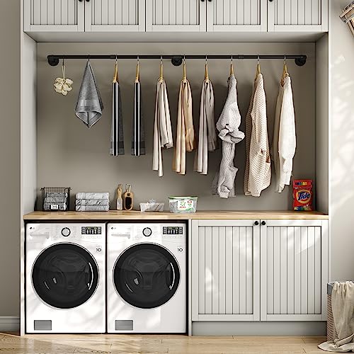 Industrial Pipe Clothes Rack with 3 Hooks, 72’'L Wall - Image 5