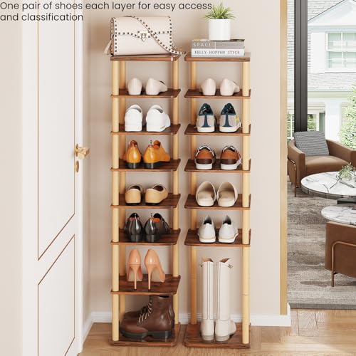 8 Tiers Vertical Shoe Rack, Tall Narrow Shoe Tower - Image 5