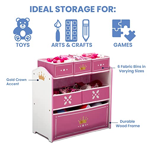 Delta Children Princess Crown Design & Store 6 Bin Toy - Image 6