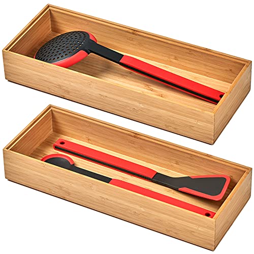 Umilife Bamboo Kitchen Drawer Organizer Boxes with Anti-Skid - Image 2