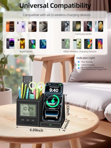 5-in-1 Pen Holder with Wireless Charger, Desk Organizer - Image 4