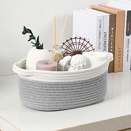 4 Pack Small Woven Basket with Handles, Cotton Rope Room Shelf - Image 7