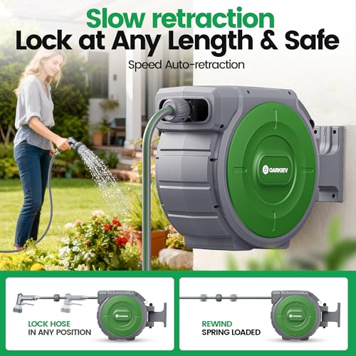 Garden Retractable Hose Reel, 1/2 Inch x 100 ft Wall Mounted - Image 5