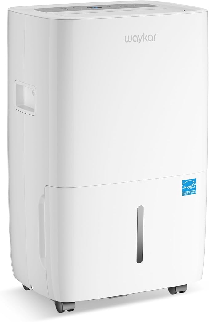 Waykar 120 Pints Energy Star Dehumidifier for Spaces up to 6,500 Sq. Ft at Home, in Basements and Large Rooms with Drain Hose and 1.14 Gallons Water Tank