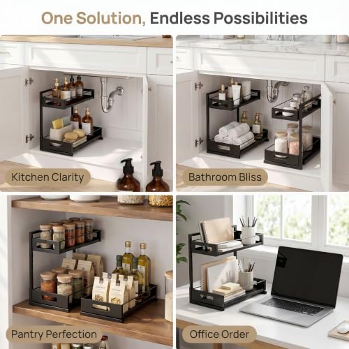 Under Sink Organizer Adjustable Height L Shaped Pull Out - Image 7