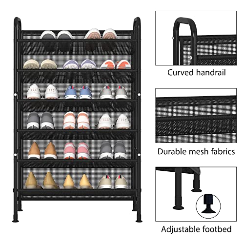 6 Tier Shoe rack for closet Mesh fabric narrow Metal shoe racks - Image 7