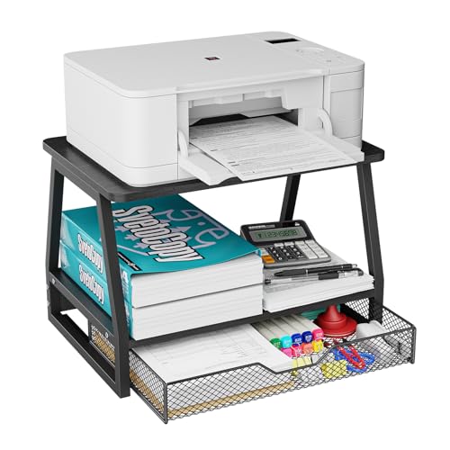 2-Tier Printer Stand with Storage, Desktop Organizer - Image 2