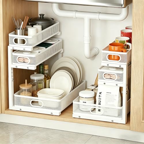 2 Pack Under Sink Organizer, 3-Tier Pull Out Kitchen | Under Sink Stor - Image 2