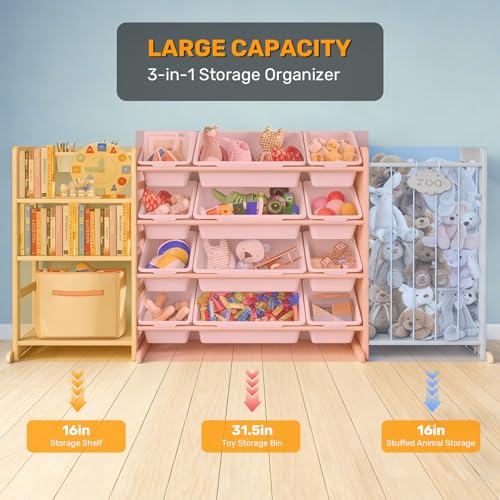 65" Large Toy Storage Organizer with Bins Shelves & - Image 4
