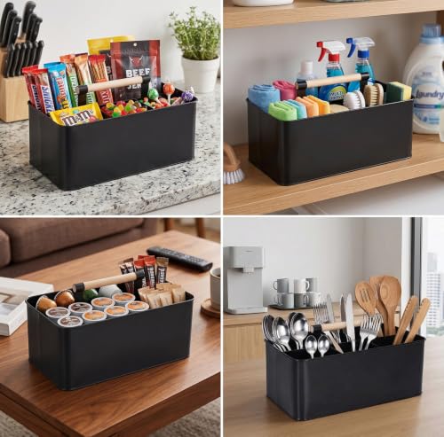 Cleaning Caddy with Handle, Black Metal Supply Organizer - Image 4