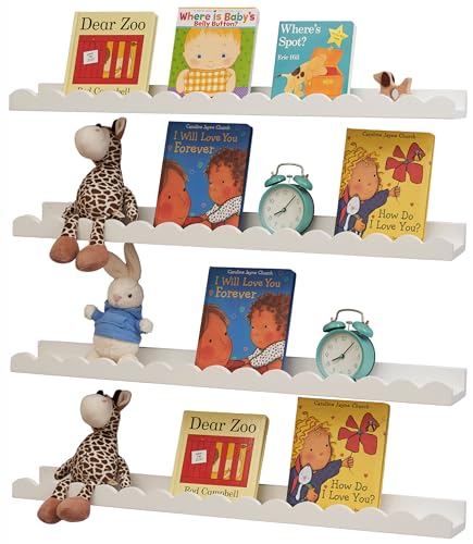 Scalloped Baby Book Floating Shelf for Wall 24 inch Set - Image 2