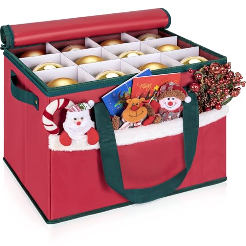 Christmas Ornament Storage Box with Adjustable Dividers - Image 2