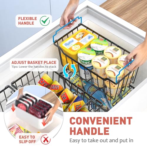 Freezer Organizer Bins for 5-7 Cu.FT Chest Freezer, 4 Pack Black - Image 5