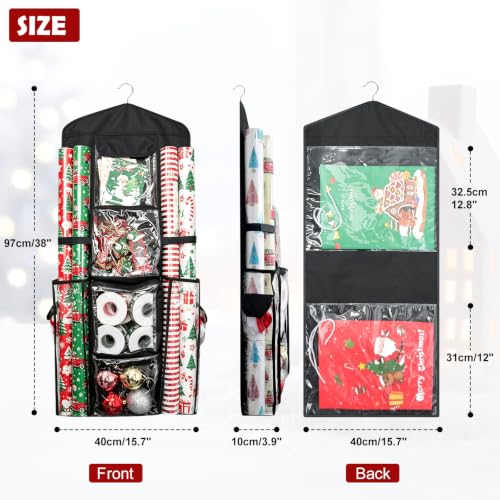 Demao Black Hanging Gift Wrap Storage,Multiple Pockets - Image 3