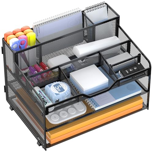 Docnest 3 Tier Mesh Desk Organizer with Letter Tray & Paper - Image 2
