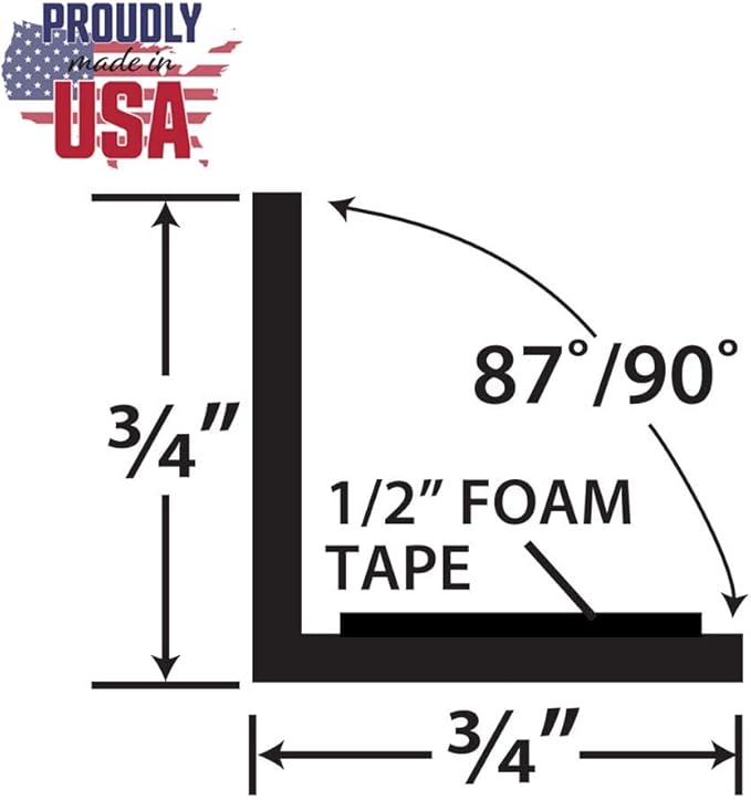Outwater Plastics Black 3/4'' x 3/4'' x 5/64'' (.078'') Thick Styrene Even Leg Angle Moulding with Adhesive Backing | 48 Inch Lengths (Pack of 3) | 1935-BK-A