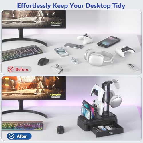 KDD Headphone Stand with Drawer - Rotatable Headset & Detachable - Image 7