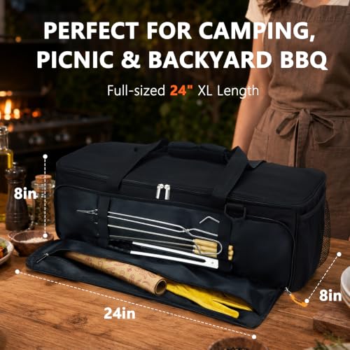 24” Grill Tool Storage with Rigid Bottom Board, BBQ Utensil Bag - Image 3