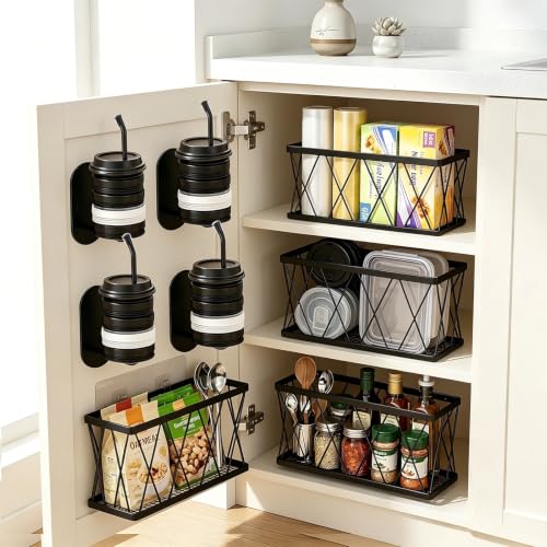 8 Pack Adhesive Cabinet Door Organizer - Image 2