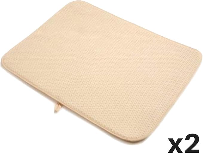 2 X Norpro 16" X 18" Durable Microfiber Dish Drying Mat Cream 359E
