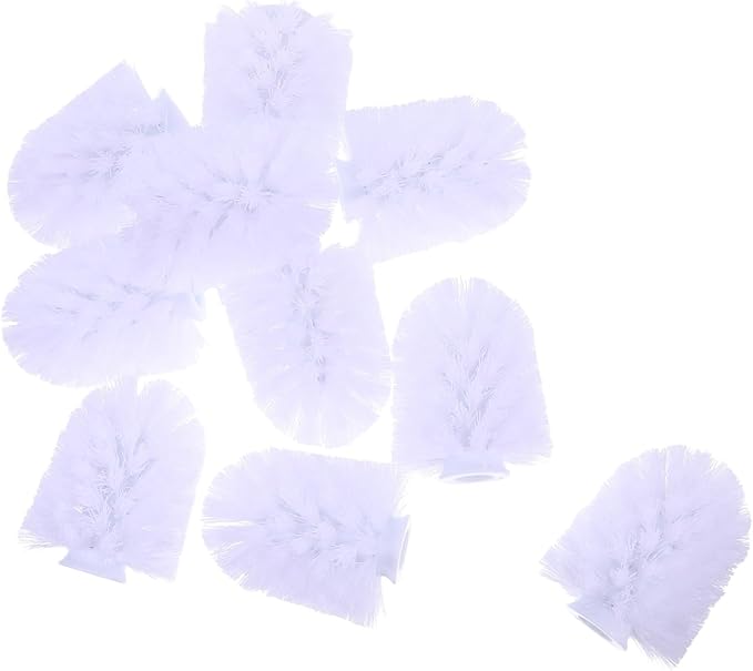 CHILDWEET 10pcs Toilet Brush Refills with Stiff Dense Bristles for Deep Cleaning Compatible Replacement Heads for Toilet Bowl Brush Handles Plastic Construction for Home and Hotel Bathroom