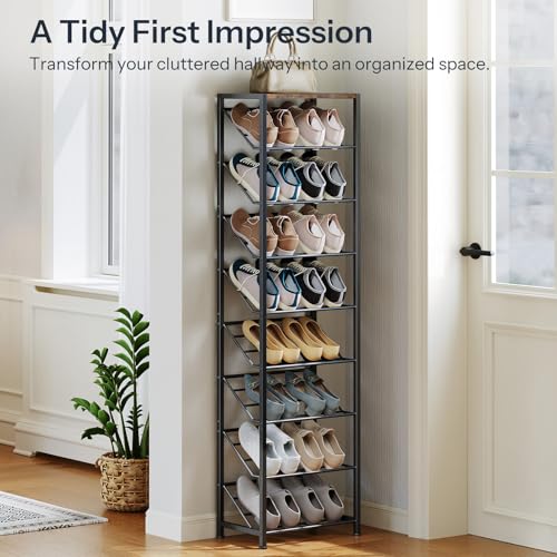 HOOBRO Narrow Shoe Rack for Small Spaces, Slanted Shoe Organizer - Image 7