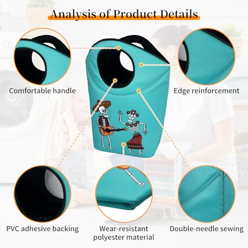 Collapsible Laundry Hamper, Waterproof Halloween Skeleton Storage - Image 5