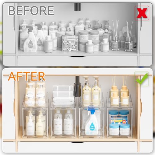 Yieach 4 Pack Under Sink Organizers and Storage,Clea | Under Sink Stor - Image 6