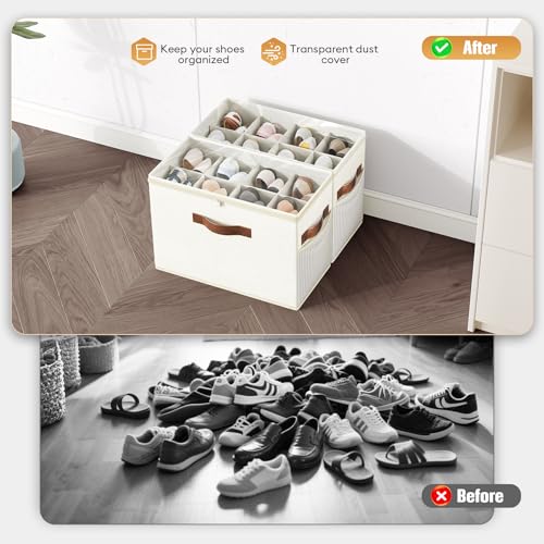 2 Pack Shoe Organizer for Closet, Foldable Shoe Storage - Image 3