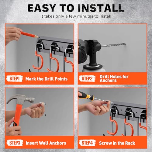 68'' All Metal Adjustable Garden Tool Organizer: Garage - Image 6