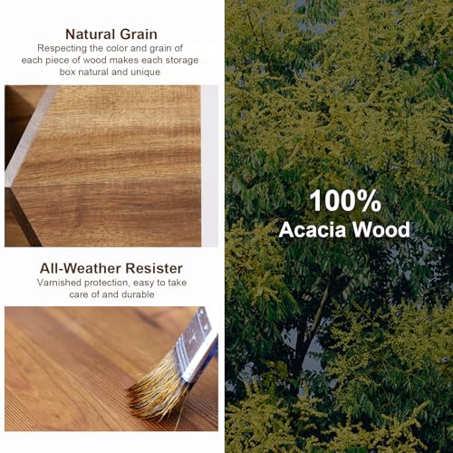 Acacia Wood Pantry Storage Bins, Stackable Storage Baskets - Image 7